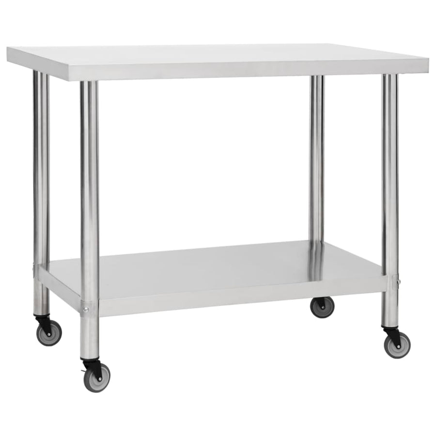 Keukenwerktafel Met Wielen Roestvrij Staal 100 x 30 x 85 cm