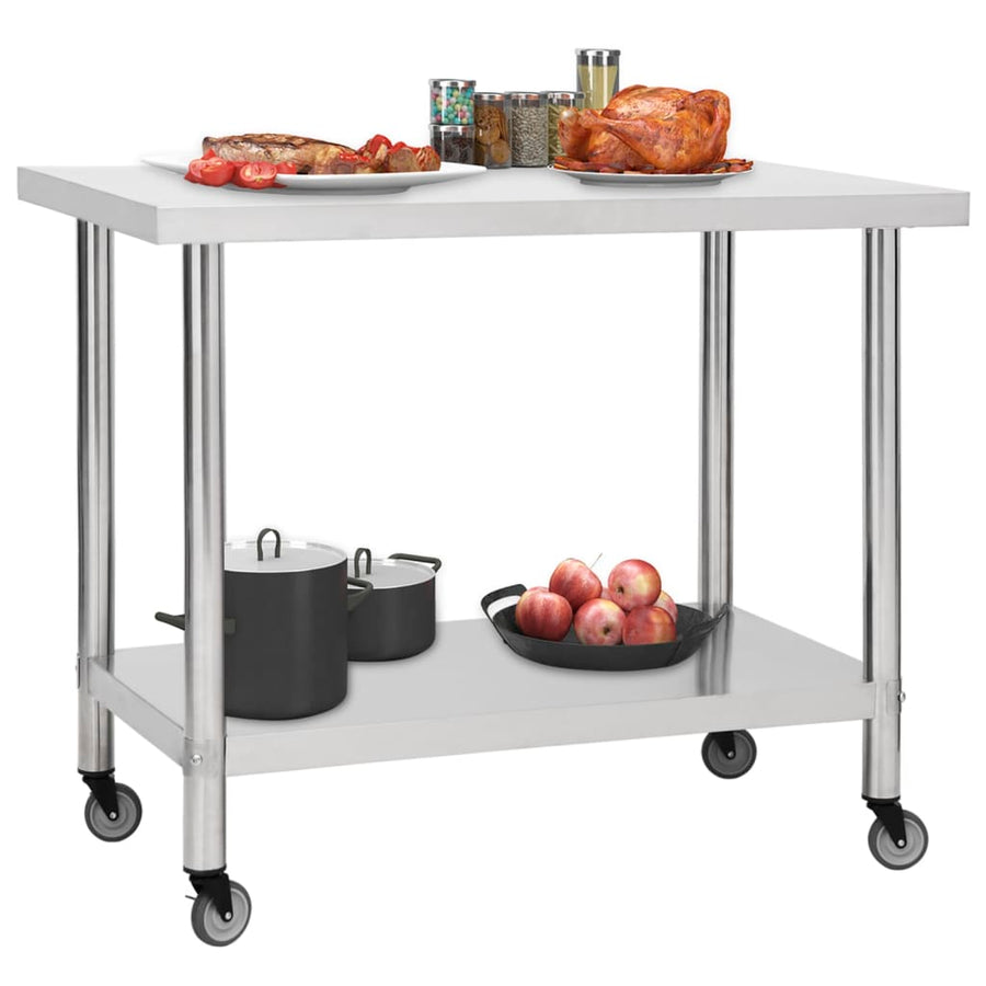 Keukenwerktafel Met Wielen Roestvrij Staal 100 x 30 x 85 cm