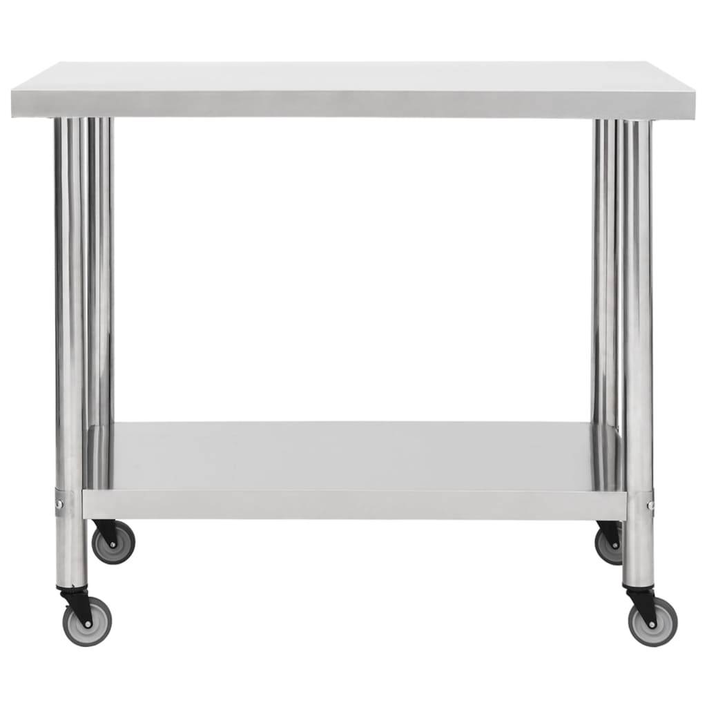 Keukenwerktafel Met Wielen Roestvrij Staal 100 x 30 x 85 cm