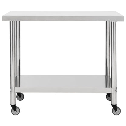 Keukenwerktafel Met Wielen Roestvrij Staal 100 x 30 x 85 cm
