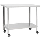 Keukenwerktafel 100x45x85 cm roestvrij staal met wielen