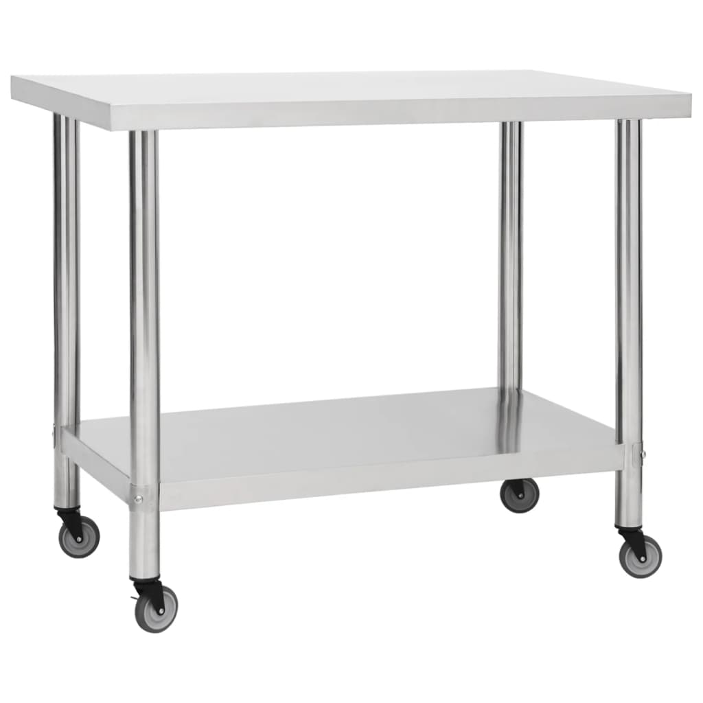 Keukenwerktafel Met Wielen Roestvrij Staal 100 x 45 x 85 cm