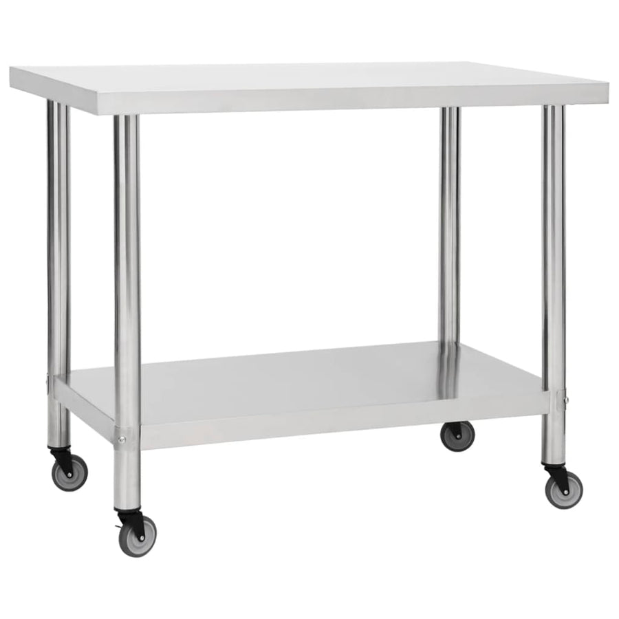 Keukenwerktafel Met Wielen Roestvrij Staal 100 x 45 x 85 cm