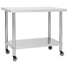 Werktafel keuken 100x60x85 cm roestvrij staal met wielen
