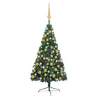 Kunstkerstboom Met Verlichting En Kerstballen Half 50 Cm 150 x 95 cm Groen en goud