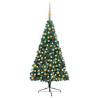 Kunstkerstboom Met Verlichting En Kerstballen Half 20 Cm 210 x 120 cm Groen en goud