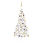 Kunstkerstboom Met Verlichting En Kerstballen Half 20 Cm 210 x 120 cm Wit en goud