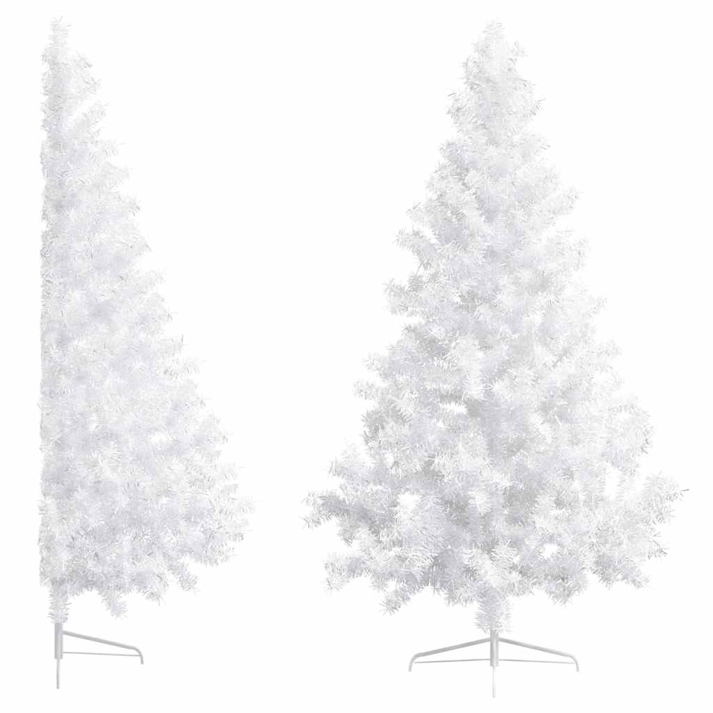 Kunstkerstboom met verlichting en kerstballen half 210 cm wit