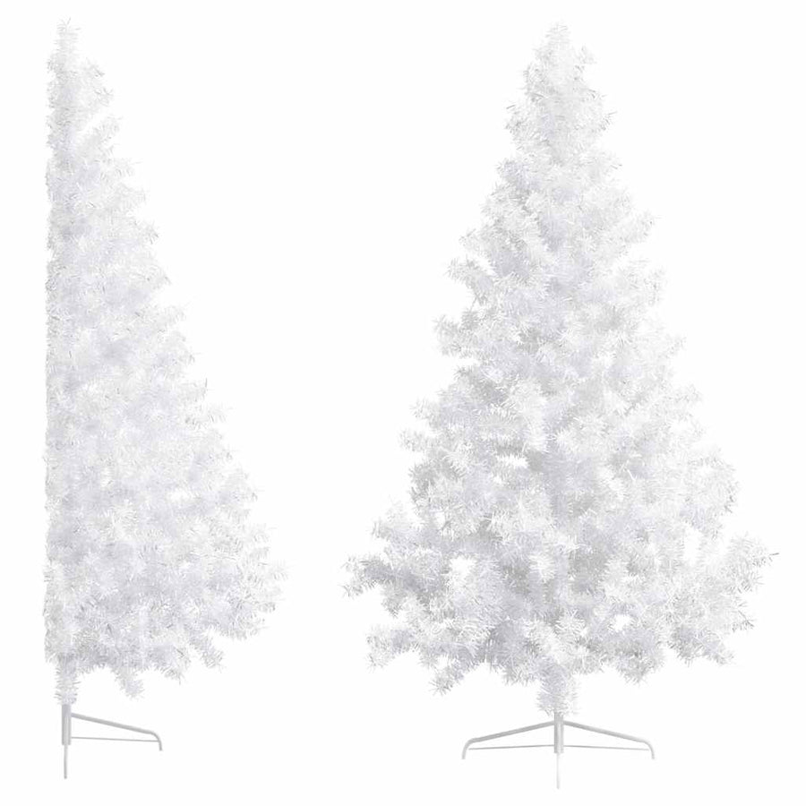 Kunstkerstboom met verlichting en kerstballen half 210 cm wit