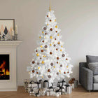 Halve kerstboom 210 cm wit met verlichting en ballen
