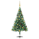 Kunstkerstboom Met Verlichting En Kerstballen 230 Takken 20 Cm 120 x 65 cm Groen en goud