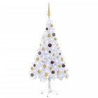 Kunstkerstboom met verlichting en kerstballen 230 takken 120 cm 120 x 65 cm Wit en goud