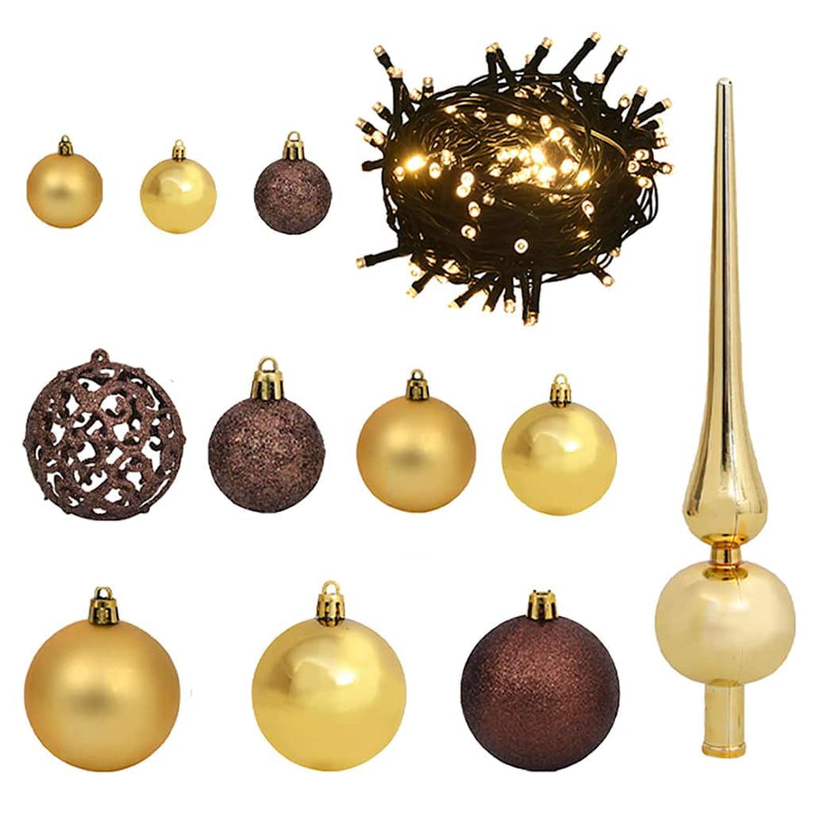 Kunstkerstboom met verlichting en kerstballen 620 takken 180 cm