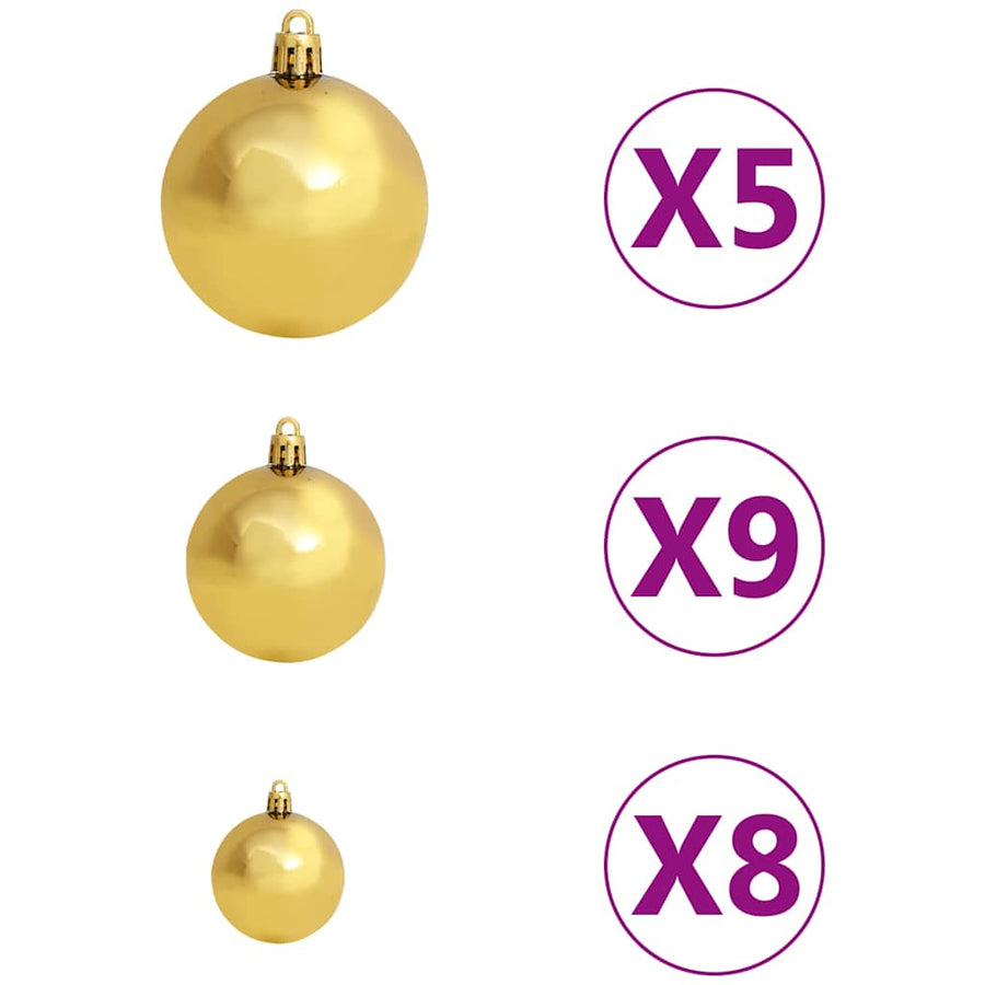 Kunstkerstboom met verlichting en kerstballen 620 takken 180 cm