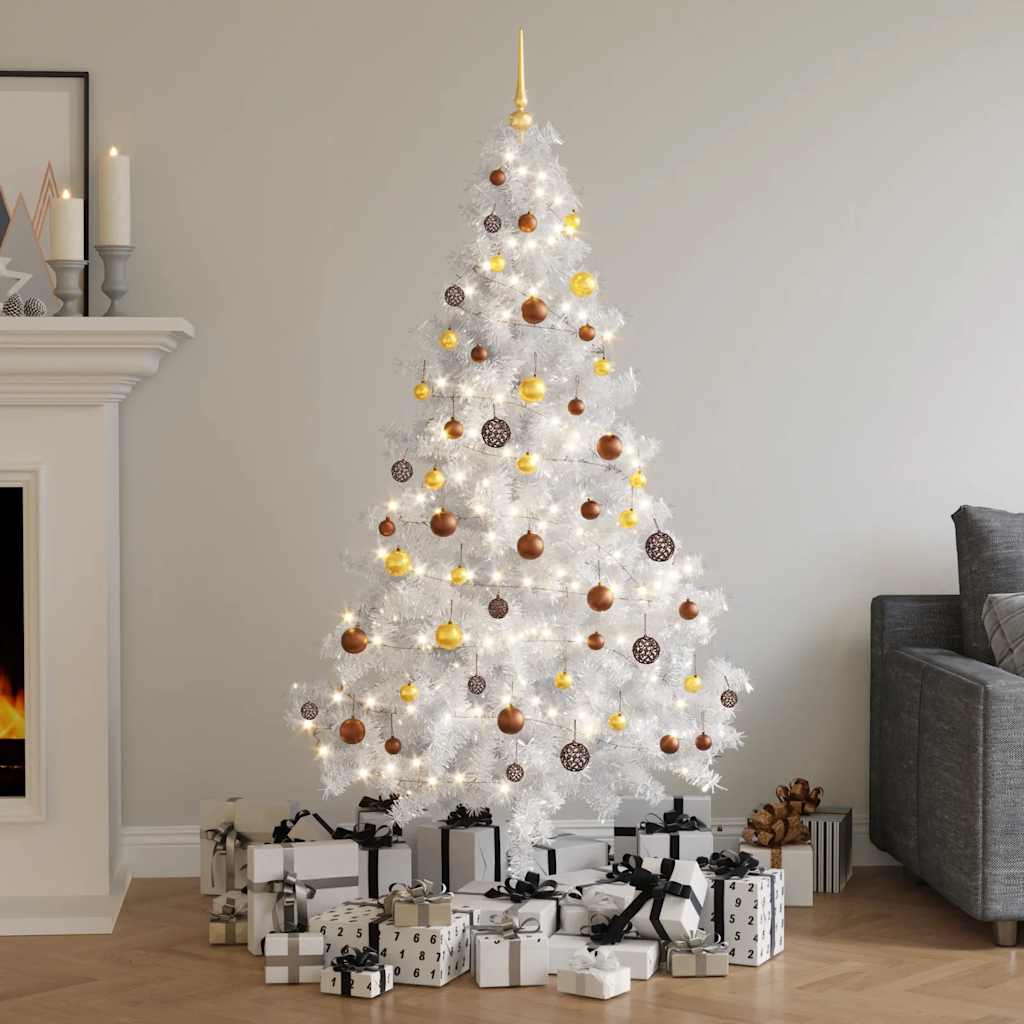 Kunstkerstboom met verlichting en kerstballen 620 takken 180 cm