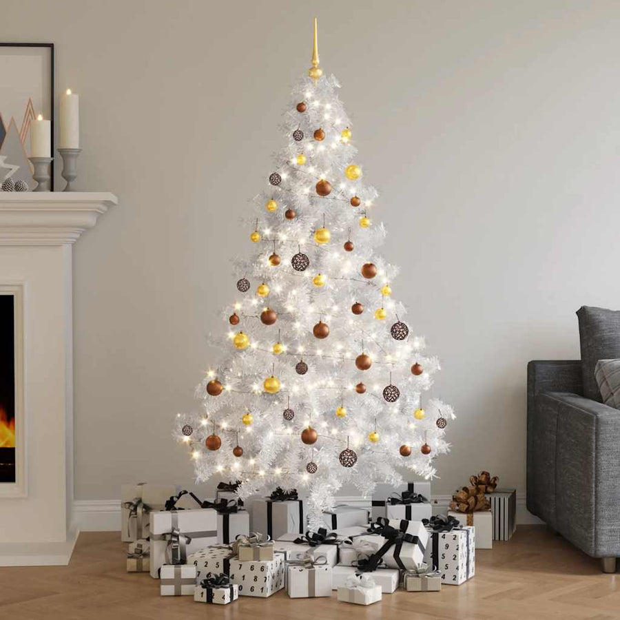 Kunstkerstboom met verlichting en kerstballen 620 takken 180 cm