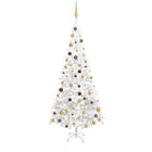 Kunstkerstboom Met Verlichting En Kerstballen L 240 Cm 240 x 120 cm Wit en goud