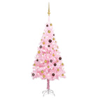 Kunstkerstboom Met Verlichting En Kerstballen 50 Cm Pvc 150 x 75 cm Roze en goudkleurig