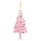 Kunstkerstboom Met Verlichting En Kerstballen 20 Cm Pvc 210 x 120 cm Roze en goudkleurig