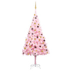 Kunstkerstboom Met Verlichting En Kerstballen 240 Cm Pvc 240 x 120 cm Roze en goudkleurig