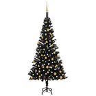 Kunstkerstboom Met Verlichting En Kerstballen 50 Cm Pvc 150 x 75 cm Zwart en goud