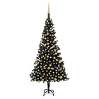 Kunstkerstboom Met Verlichting En Kerstballen 20 Cm Pvc 210 x 120 cm Zwart en goud