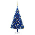 Kunstkerstboom Met Verlichting En Kerstballen 20 Cm Pvc 120 x 65 cm Blauw en goud