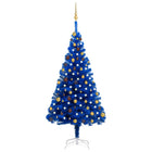 Kunstkerstboom Met Verlichting En Kerstballen 80 Cm Pvc 180 x 93 cm Blauw en goud