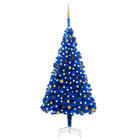 Kunstkerstboom Met Verlichting En Kerstballen 240 Cm Pvc 240 x 120 cm Blauw en goud