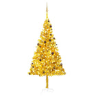 Kunstkerstboom Met Verlichting En Kerstballen 240 Cm Pet 240 x 120 cm Goud