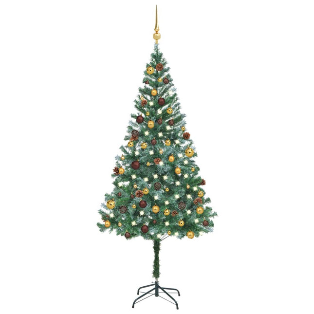 Kunstkerstboom Met Verlichting Kerstballen Dennenappels 80 Cm 180 x 90 cm Goud