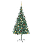 Kunstkerstboom met verlichting kerstballen dennenappels 210 cm 210 x 105 cm Goud