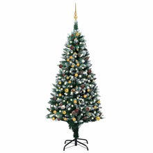 Kunstkerstboom met LED en kerstballen en dennenappels 210 cm