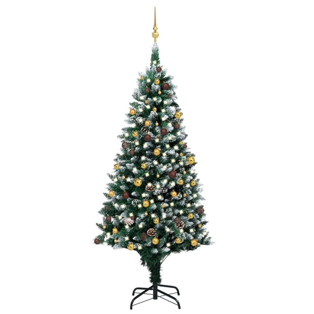 Kunstkerstboom Met Verlichting Kerstballen Dennenappels 240 Cm 1 240 x 130 cm Goud