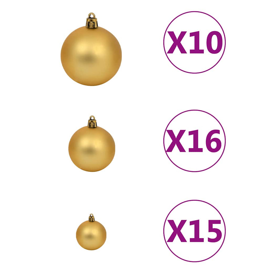 Kunstkerstboom met LED en kerstballen en dennenappels 240 cm