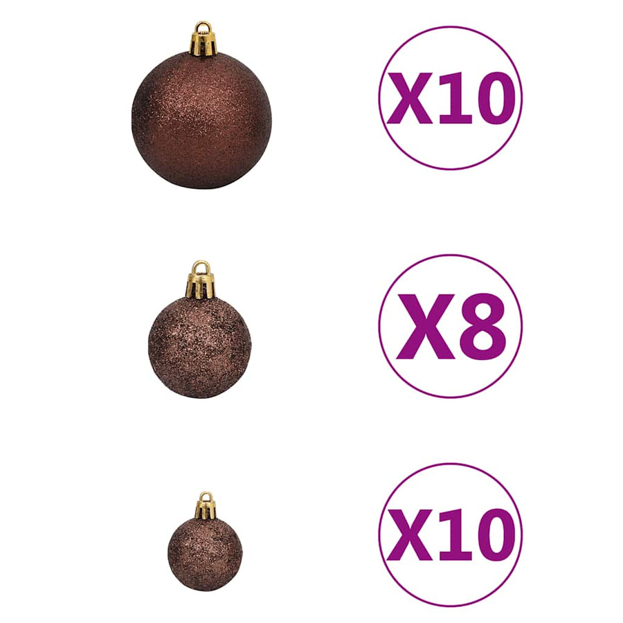 Kunstkerstboom met LED en kerstballen en dennenappels 240 cm