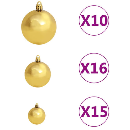 Kunstkerstboom met LED en kerstballen en dennenappels 240 cm