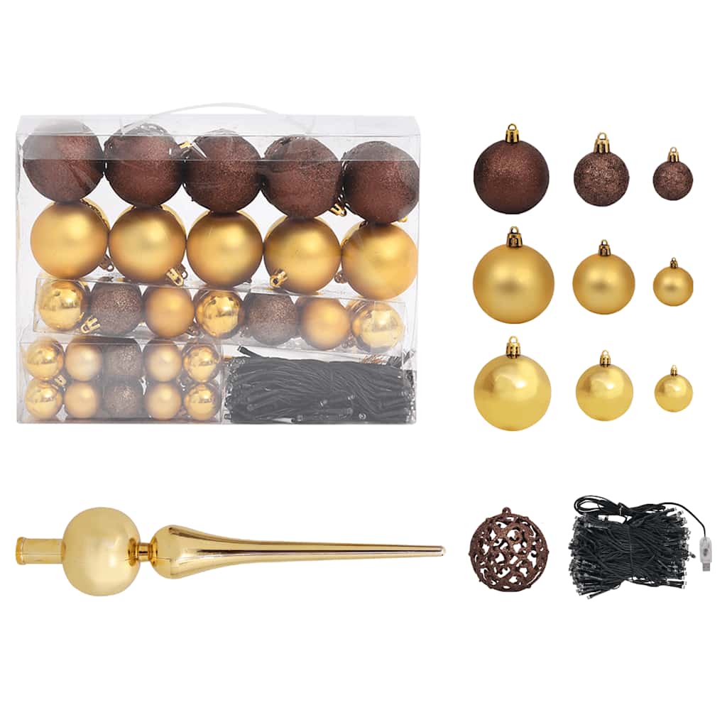 Kunstkerstboom met verlichting en kerstballen 120 cm PVC groen