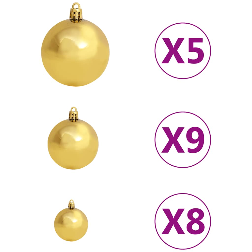 Kunstkerstboom met verlichting en kerstballen 120 cm PVC groen