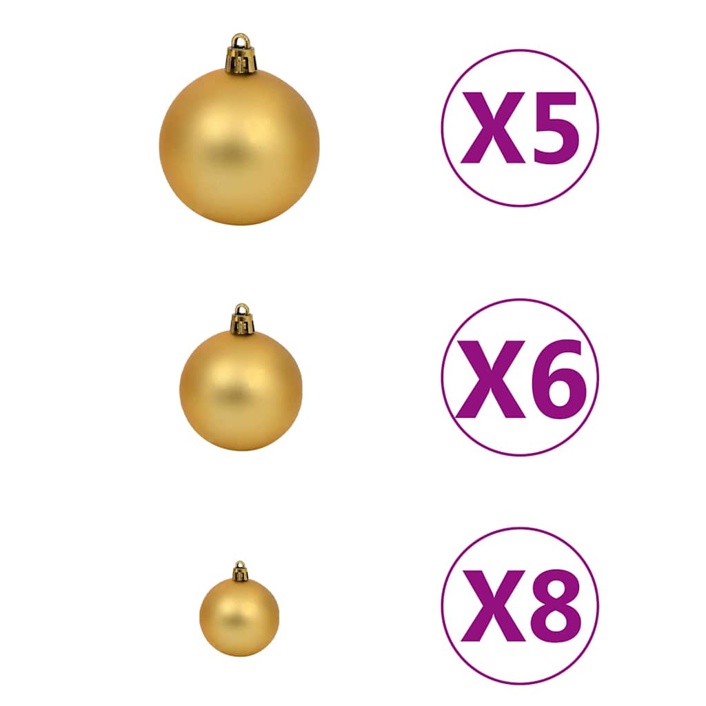 Kunstkerstboom met verlichting en kerstballen 120 cm PVC groen