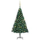 Kunstkerstboom Met Verlichting En Kerstballen 80 Cm Pvc 180 x 95 cm Groen en goud