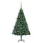 Kunstkerstboom Met Verlichting En Kerstballen 20 Cm Pvc 210 x 110 cm Groen en goud