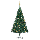 Kunstkerstboom Met Verlichting En Kerstballen 240 Cm 240 x 125 cm Groen en goud