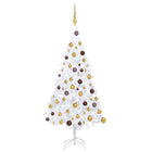 Kunstkerstboom Met Verlichting En Kerstballen 20 Cm Pvc 120 x 60 cm Wit en goud