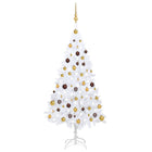 Kunstkerstboom Met Verlichting En Kerstballen 50 Cm Pvc 150 x 80 cm Wit en goud