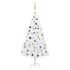 Kunstkerstboom Met Verlichting En Kerstballen 80 Cm Pvc 180 x 95 cm Wit en goud