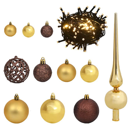 Kunstkerstboom met verlichting en kerstballen 180 cm PVC wit