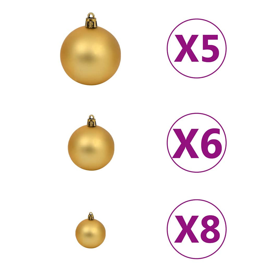 Kunstkerstboom met verlichting en kerstballen 180 cm PVC wit