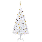 Kunstkerstboom Met Verlichting En Kerstballen 240 Cm 240 x 125 cm Wit en goud