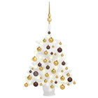 Kunstkerstboom Met Verlichting En Kerstballen 65 Cm Wit 65 x 35 cm Goud